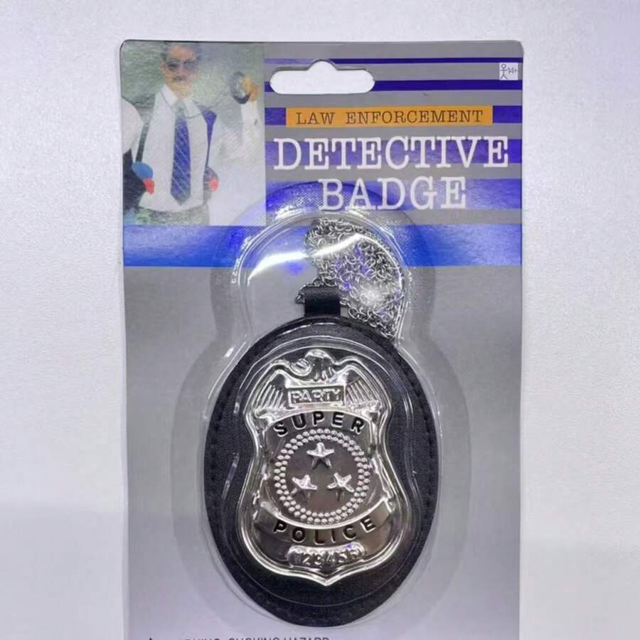 Distintivo Policial Luxo Com Corrente Para Fantasia - policia - Visão 1