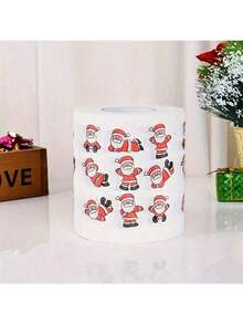 3/1 szt. rolki papieru toaletowego z nadrukiem świątecznym – biały papier, dekoracyjny wystrój domu z motywem Świętego Mikołaja, świąteczny prezent do kawiarni restauracyjnej