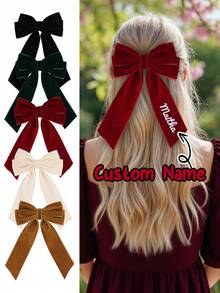 1 قطعة فيونكة شعر مخصصة للبنات من القطيفة لعيد الميلاد، مشابك شعر ديكور، اكسسوارات شعر، هدايا عيد الميلاد المخصصة، فيونكات شعر للبنات، لوازم هدايا عيد الميلاد - متعدد الألوان - مشاهدة 1