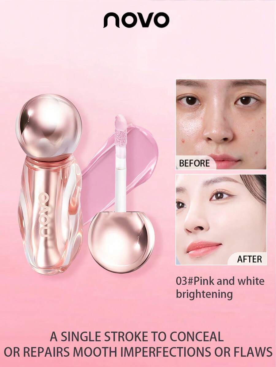 NOVO Correcteur liquide éclaircissant, formule légère pour camoufler les imperfections et les cernes, idéal pour les fêtes, les vacances, les anniversaires, les rassemblements, les cadeaux. Marque de maquillage à la mode pour femmes. - 03#Rose étendu - Voir 1