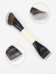 1 Set Professional Dual-Ended Face Makeup Brushes, Including Powder Brush And Blush Brush, Soft Bristles, Portable, Ideal For Travel Makeup - White - View 2