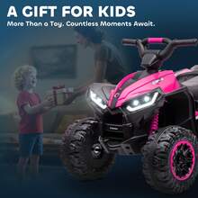 HOMCOM Quad Eléctrico para Niños 12V, Quad para Niños de 3-5 Años, con 2 Motores, Velocidad Ajustable 3-6km/h, Faros, Bocina, Música, USB, Avance y Retroceso - Rosa - Ver 8