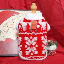 New Autumn/Winter Christmas Pet Clothes With Leash Buckle, Fleece Fabric For Small Dogs