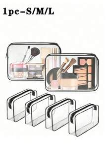 5pcs Transparent PVC Zipper Cosmetic Bag Set, Portable Clear Toiletry Bag, Business Travel, Vacation, Bathroom Storage Travel Zipper Pouch, Minimalist Unisex Clear Organizer Bag, EVA Toiletry Cosmetic Bag Set, Transparent Zipper, Travel Organizer Bag. Suitable For Backpack, Travel Essential, Beach Vacation. - Multicolor - View 4