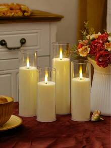 5-Pack Flameless Candle Lights With Timer/Remote Control, Battery Operated, LED Votive Candle Lights, Romantic Atmosphere Decorative Lights, Smokeless Electronic LED Candles For Christmas, Birthday, Home, Wedding, Birthday Decoration, Valentine's Day, Corporate Parties - 白色 - 查看 2