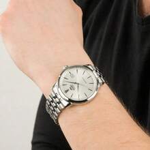 Orient Reloj automático mecánico resistente al agua para hombres de Orient con calendario, esfera blanca y referencia RA-AC0F02S10B