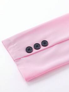 Bộ đồ nữ tay dài, dáng rộng, màu trơn, có túi, cài cúc đôi, thích hợp mặc đi làm hàng ngày vào mùa xuân và mùa thu, màu hồng. - Hồng - Xem 7