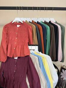 Women Blouses - Chocolate Brown - View 5