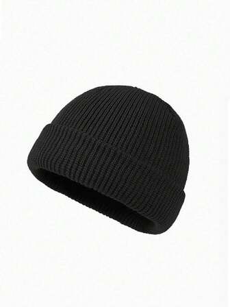 3pcs/Set Men's Outdoor Casual Solid Color Knit Beanie Hats, Suitable For Daily Wear, Autumn/Winter Autumn Decor