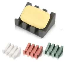 Jabonera de silicona para baño, soporte portátil para jabón de ducha, para mantener el jabón seco, bandeja de esponja fácil de limpiar, accesorios de cocina - Rosa - Ver 2