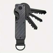 Smooth Aluminum Key Organizer - Compact Metal Keychain | Simple, Lightweight, Portable, With Safety Twist Lock | Scratch-Resistant, Ideal Gift For Men And Women, Cute Keychain - Carbon Fiber Black - 查看 12