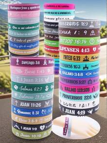 10pcs Christian Cross & Inspirational Slogan Silicone Bracelets Set, Suitable For Daily Wear & Gift - 10pcs Set Silicone Bracelet - View 2