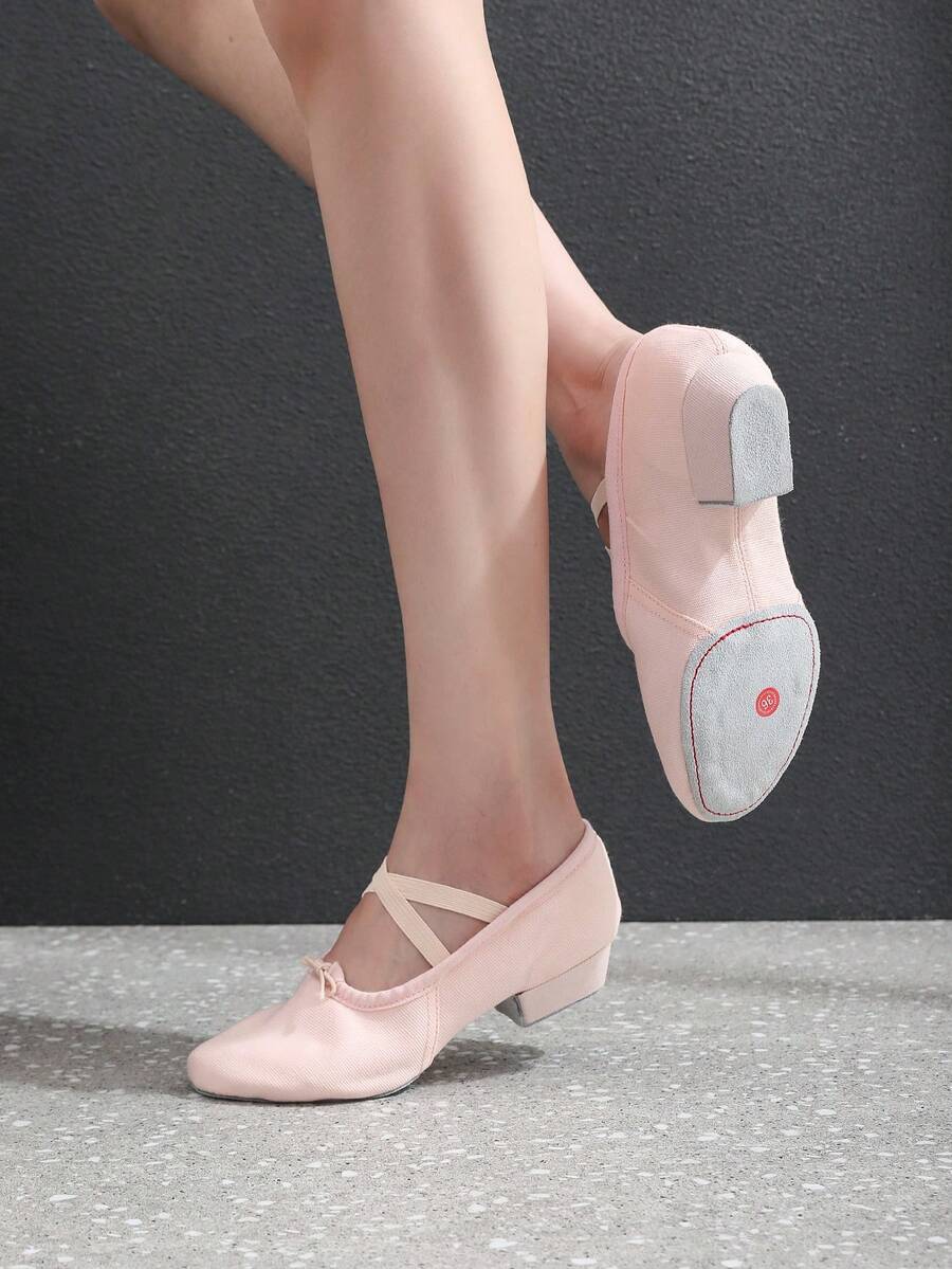 2cm Low Heel Indoor/Outdoor Dance Shoes, Women's Ballet Shoes, Pink Drawstring Sports Shoes, Soft Bottom Latin Dance Shoes, Slip-On Sports Shoes, Performance/Practice Dance Shoes, Comfortable, Soft, Lightweight