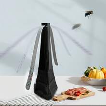 Palo de mosquitero eléctrico  con viento de 3 modos, giro de 360°, alimentado por batería para uso interior/exterior - Portátil, sin batería incluida, perfecto para camping y fiestas, control de plagas en interiores, diseño moderno, construcción duradera - Oscuro - Ver 2