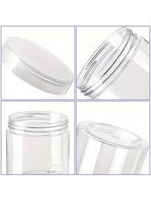 10 Stücke transparente Plastikgläser mit Deckeln, runde Behälter für Schleim Aufbewahrung, DIY Bastelbedarf Aufbewahrung, Schmuck Proben Zubehör Aufbewahrung - Weiss - Übersicht 2