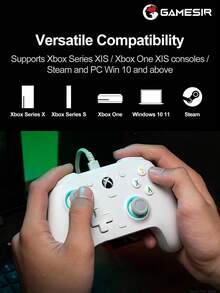 Gamesir G7 Se Gamepads PC Compatible With Xbox Controller Licensed By Microsoft With Hall Effect Sticks, Joysticks Compatible With Xbox Series X/S, Compatible With Xbox One X/S, Steam Windows 10 11, Analog Triggers,Vibration Function Software Customizable Back Buttons Rumble Motors,3.5mm Audio Jack,Abs Material, White