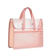 Large Capacity Student PP Twill Handbag, Portable Tote Bag With Mesh Double Layer Transparent School Supplies Bag