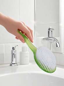 Cepillo de baño de mango extra largo (14.37 pulgadas) para fregar la espalda, cepillo exfoliante para la ducha con cerdas suaves y agarre antideslizante, cepillo corporal para áreas de difícil acceso, pies y hombros, esencial para el spa, el cuidado de ancianos y la ayuda para el baño en el hogar (azul claro, refrescante de verano)