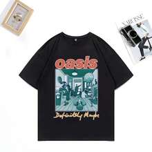 2025 Summer Hot Short Sleeve Vintage Oasis Tour Peripheral Limited T-Shirt Men's Women's Fashion Oversized Cotton T-Shirts - 黑色 - 查看 1