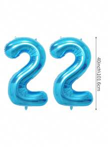 2 个 40 英寸（约 101.6 厘米）蓝色巨型数字氦气铝箔气球，大号数字气球适合生日派对、毕业典礼、周年纪念、派对装饰、拍照、家庭聚会、新年 - 彩色 - 查看 13