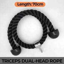 DDCAQIOUA Dispositivo de entrenamiento de tríceps con cuerda de nailon gruesa de doble cabeza, ideal para entrenamientos de cuerpo completo. Este dispositivo robusto y duradero tiene una impresionante capacidad de 250 kilogramos, lo que lo hace ideal para quienes buscan fortalecer glúteos, cintura, piernas y brazos. Un equipo versátil de fitness y deportivo.