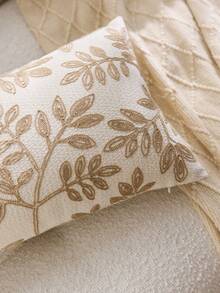 1 件米色叶子刺绣装饰抱枕套，适合室内装饰，四季皆宜，不含枕芯 - 米色 - 查看 6