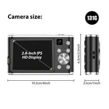 松典4K数码相机，4800万像素Vlog相机，适用于直播，前后双摄像头，双镜头自拍，16倍数码变焦，防抖功能，2.8英寸屏幕，1300万像素CMOS传感器，包含1块电池和32G SD卡，小巧便携旅行Vlog相机，是初学者的理想礼物。 - 相機+記憶卡 - 查看 4