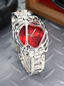 1pc Vintage Spider Shaped Alloy Material Men's Wrist Watch, With Waterproof, Calendar, Luminous Display, Best Gift For Halloween, Christmas - Red - View 3