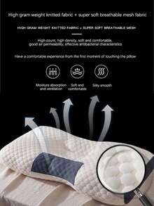 Honeycomb Cervical Pillow: Orthopedic Neck Support, Sleep Aid, Massage, Antibacterial & Anti-Mite, Soybean Fiber, Home SPA Comfort - White - View 7