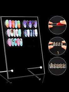 Tablero de exhibición de arte de uñas acrílico - Soporte de exhibición de muestras de color de uñas falsas con adhesivo doble cara, hoja de exhibición de arte de uñas transparente, herramienta de exhibición de arte de uñas para salones de uñas