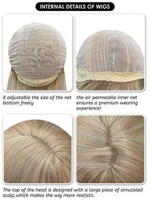 alicegarden 1 合成耐热假发，金色长卷假发，带刘海，24 英尺长，由纤维制成，适合日常使用，自然仿真假发 - 金色 - 查看 7