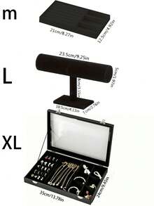 1pc 100-Slot Velvet Sponge Ring Display Box, Jewelry Storage Box, Display Box, Ring Cufflink Jewelry Tray, Necklace Storage Box With Transparent Cover, High Quality 20-Hook Necklace Display Tray With Transparent Glass Cover, Suitable For Women And Girls Jewelry Pendant Storage Box (Black), 20-Hook Necklace Jewelry Box, Jewelry Box Can Hold 100 Rings