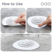Silicone Hair Catcher Drain Cover 1PC, Suction Cup Shower Bathtub Drain Strainer, Universal Hair Stopper For Sink Tub Drain Hole, Anti-Clog Bathroom Kitchen Drain Protector White - 白色 - 查看 7