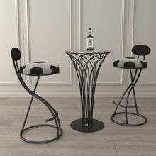MoolSun 29 Inch Bar Stool Set - Counter Height Stool, Velvet Counter Stool, High Stool With Backrest And Metal Legs, Medieval Modern Bar Chair For Kitchen Island, Dining Room Chair - B-黑色(足球印花坐凳) - 查看 8