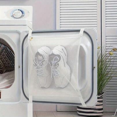 2-Piece Shoe Drying And Cleaning Bag With Elastic Band - Durable Mesh Clothing And Sports Shoe Storage Bag, Essential Home Cleaning