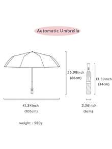 Duży, wiatroodporny automatyczny parasol – średnica 125 cm, wodoodporna i wiatroodporna konstrukcja, odblaskowy pasek bezpieczeństwa, przenośny parasol podróżny z 10 żebrami