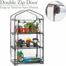 3 Tier 4ft Greenhouse, Mini Portable Compact Garden Growhouse, Sturdy Steel Frame, Double Zip PVC Cover - PVC - View 4