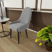 Dining Chairs Set Of 2, Modern Upholstered Fabric Kitchen Chairs, Dining Table Chairs With High Back And Metal Legs - Grey - View 7