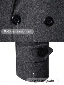 Abrigo largo para hombre de gabardina, abrigos para hombre en colores caqui negro gris con doble fil a de botones, elegante y formal para ocasiones especiales - Gris Oscuro - Ver 6