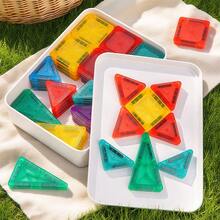 26pcs Magnetic Puzzle, Suitable For 4-8 Years Old Children, 56pcs Magnetic Building Blocks With Storage Iron Box Travel Construction Set, Educational Toys Birthday Gift For Boys And Girls 3+ Years Old