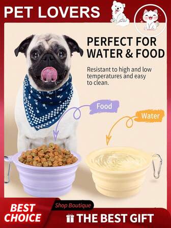 Random Color Home-Use Folding Silicone Dog Food Bowl; Foldable Pet Food Bowl; Large Outdoor Water Bowl; Travel Dog Food Bowl; Portable Puppy Feed Bowl.