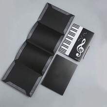 6-Page A4 Music Score Holder - 3 Fold PP Plastic, Black, With Piano Keyboard & Music Note Design - Ideal For Band Performance, Teachers & Music Class, Student Music Gift, Piano Score Clip, Piano Accessory, Reduce Page Turning, Durable Waterproof, Multipurpose, Suitable For Musicians Practice, Performance, Band Supplies, Musical Instrument Accessories, Outdoor Activities, Office Supplies, Piano Gift, Birthday Gift, Gift For Her, Gift For Him - Multicolor - View 3