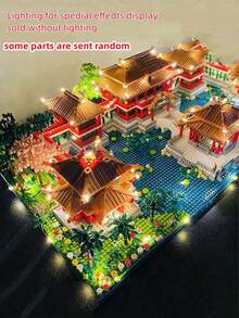 3 合 1 古风 3D 拼图组装小零件积木，创意有趣苏州园林/圆明园/黄鹤楼高难度龙年新建筑益智玩具，非常适合家庭/办公桌装饰和节日礼物。随附包房装饰