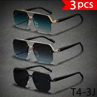 1/3pcs Fashion Metal Half-Frame Glasses, & Versatile, Suitable For Men