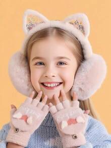 1Pc Kids Winter Earmuffs Warm Ear Muff Girls Boy Cute Furry Ear Warmers Foldable Ear Covers For Cold Weather