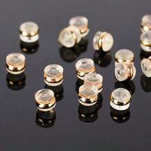 10Pcs Gold Edge Round Ear Plugs Unisex Simple Style ABS Resin Design Comfortable Ear Accessories For Daily Wear Gift Giving Halloween Christmas And Special Occasions - 玫瑰金 - 查看 2