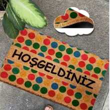 40x60 厘米天然椰棕门垫，采用耐用的 100% PVC 背衬 - 防滑、防尘刷表面 - 18-22 毫米厚耐用垫子，适合室内和室外使用，土耳其制造 - 彩色 - 查看 1