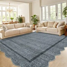 Modern Home Decor Simple Living Room Area Rug Non Slip Thin Bordered Entrance Runner Rug Non Shedding Low Pile Mat Throw Rug Easy To Clean Stain Resistant Carpet Printed Washable Soft Floorcover For Dinning Room Kitchen Laundry Bathroom Bedroom - Grey - View 1
