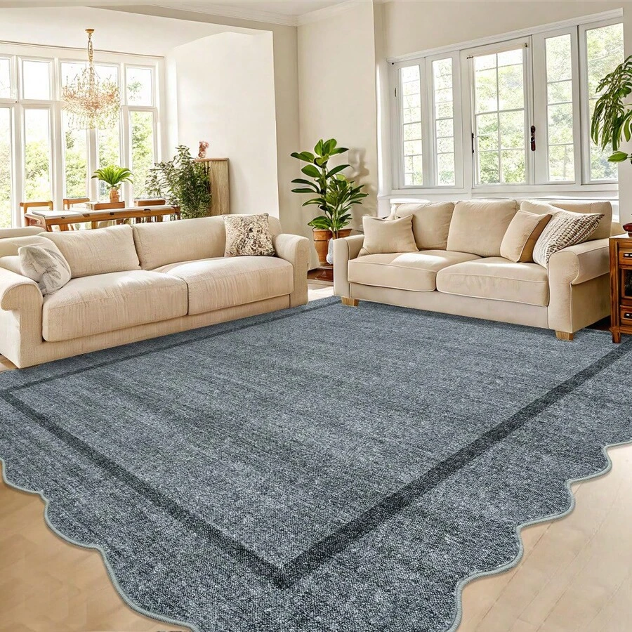 Modern Home Decor Simple Living Room Area Rug Non Slip Thin Bordered Entrance Runner Rug Non Shedding Low Pile Mat Throw Rug Easy To Clean Stain Resistant Carpet Printed Washable Soft Floorcover For Dinning Room Kitchen Laundry Bathroom Bedroom - Grey - View 1