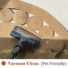 1 件波西米亚风手工编织亚麻纤维圆形地毯、花园地毯、浴室地毯、防滑、柔软、可水洗、易于清洁、Alfombra、房间装饰、适用于客厅、厨房、卧室室内和室外、3 英尺/4 英尺、秋季和圣诞节家居装饰 - 蕾絲款 - 查看 10